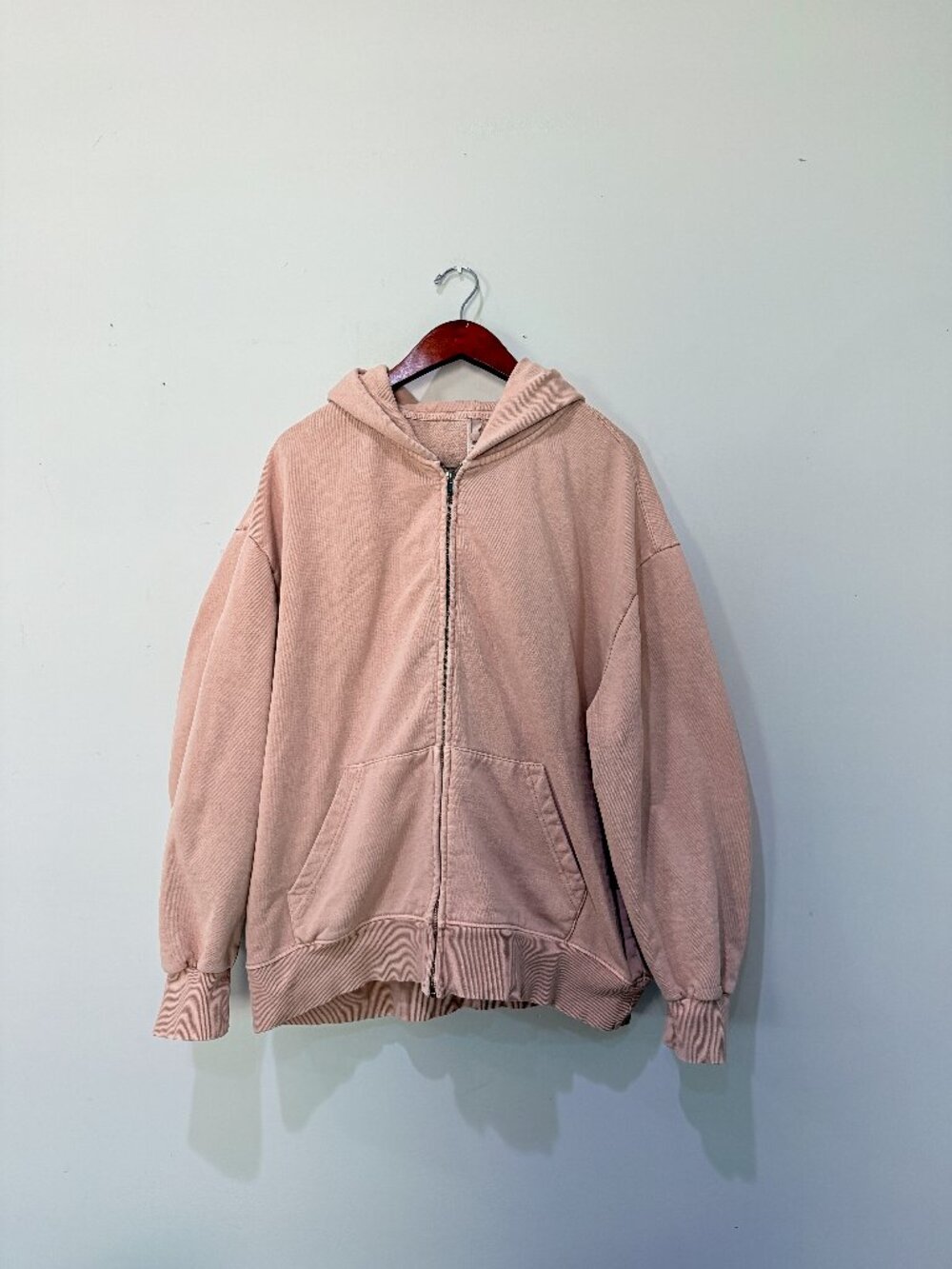 SKIMS Boyfriend Fleece Oversized Zip Up Hoodie Light Fawn Women's S